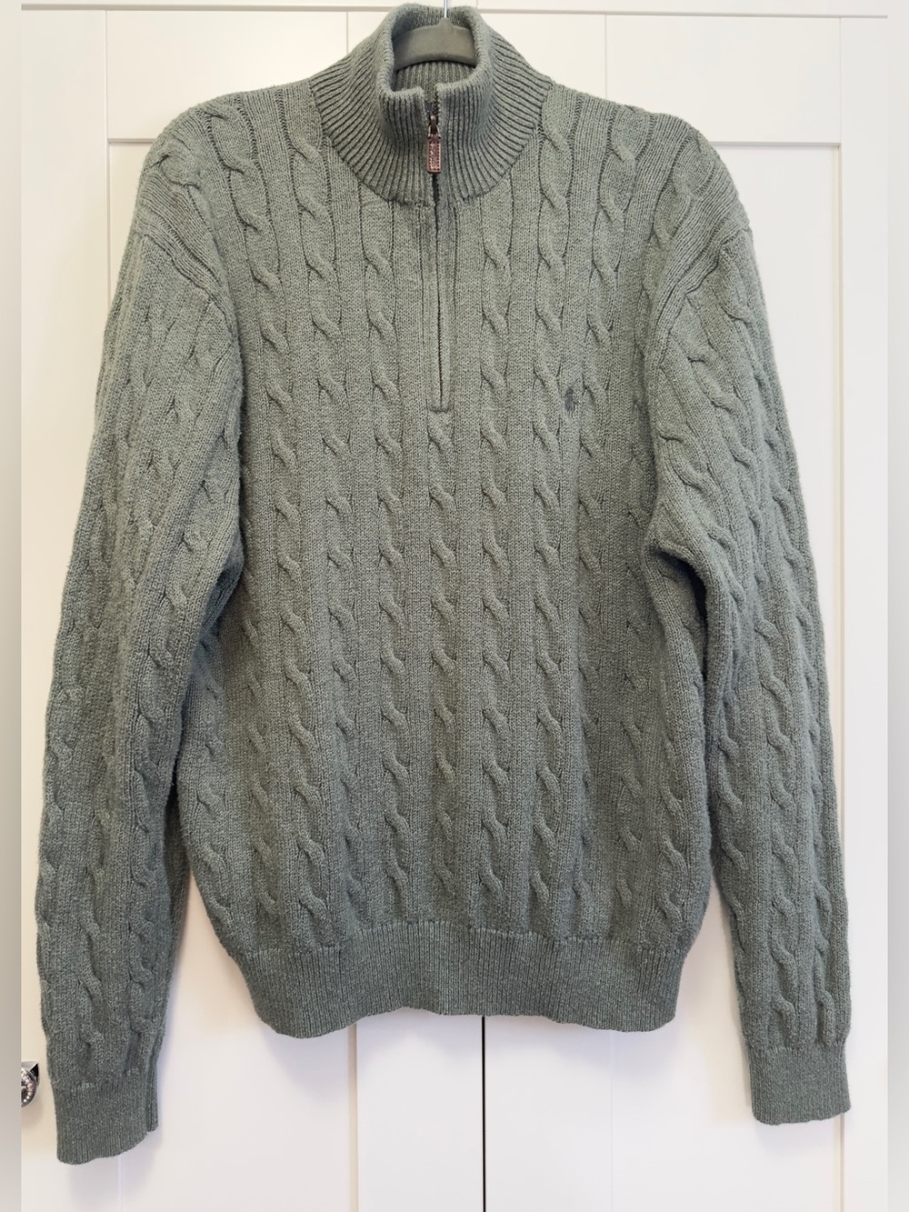 Men’s Ralph Lauren Polo Knit Half Zip Sweater Sz XL Green-Grey